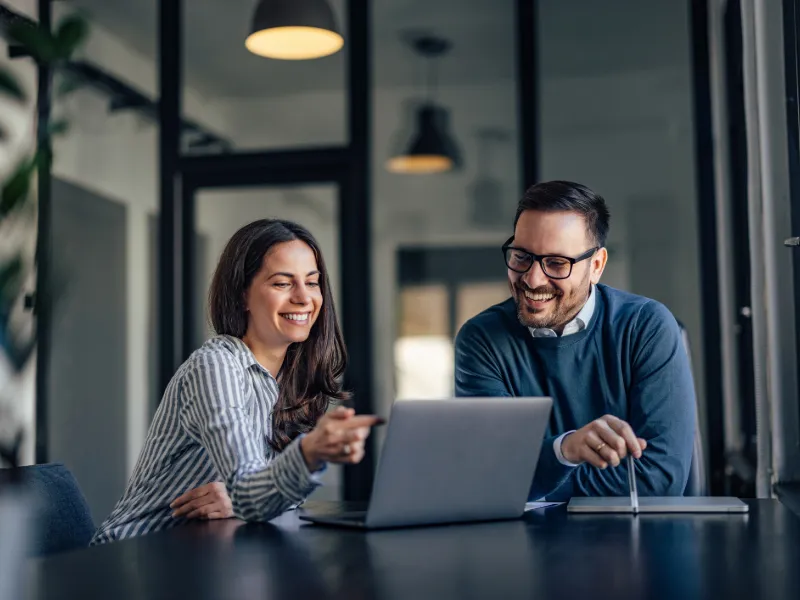 Smiling people in the meeting room