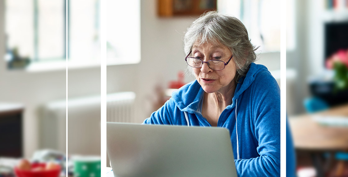 Older lady using laptop