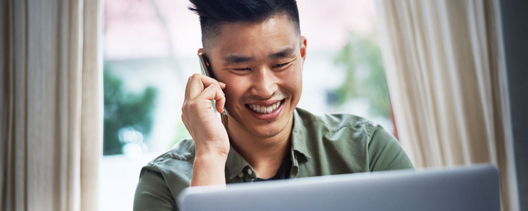 Workplace management & intelligent communications Man talking on mobile phone