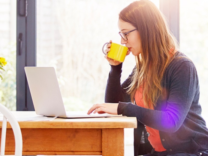 Rethinking work after Covid-19 white paper lady working from home- 800*600