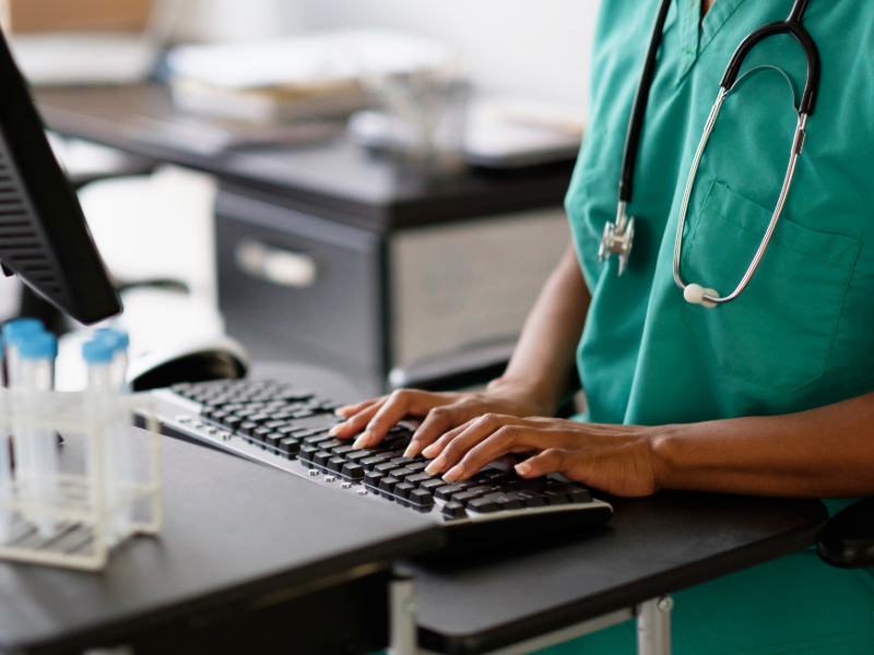 Nurse working at computer