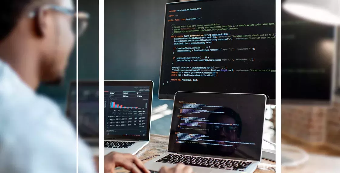 Developer looking at data