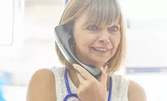 Healthcare professional on the phone