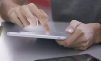 Student using tablet device