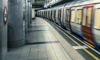 Moving train on London Underground