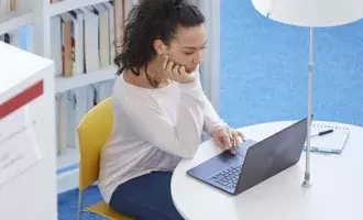 Student using laptop