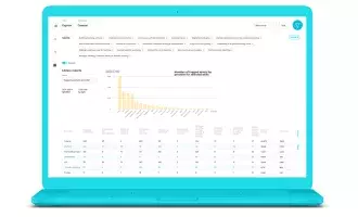 Laptop displaying filtered software dashboard