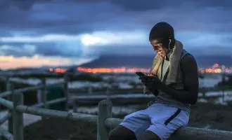 Man looking at mobile phone