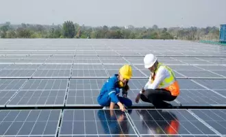 Local government -  Engineers surveying solar panels- 1800x720