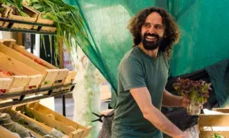 Welfare and employability- men smiling and selling vegitables- 800*600