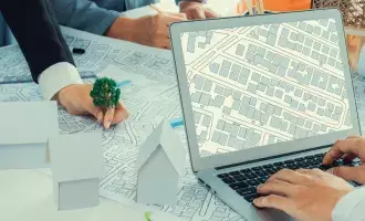 Architect and engineer work on real estate construction project