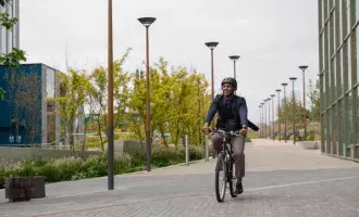 Commuting Businessman Cycling to Work