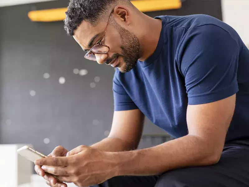 man using smartphone