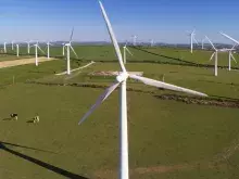 Wind turbines across a field