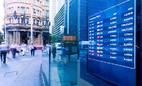 Electronic board displaying share prices