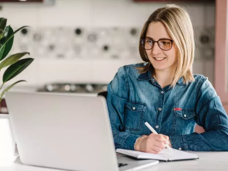 employee using laptop