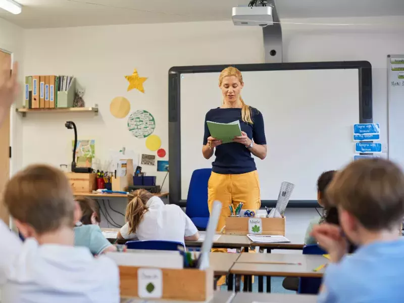 Students and teacher in classroom